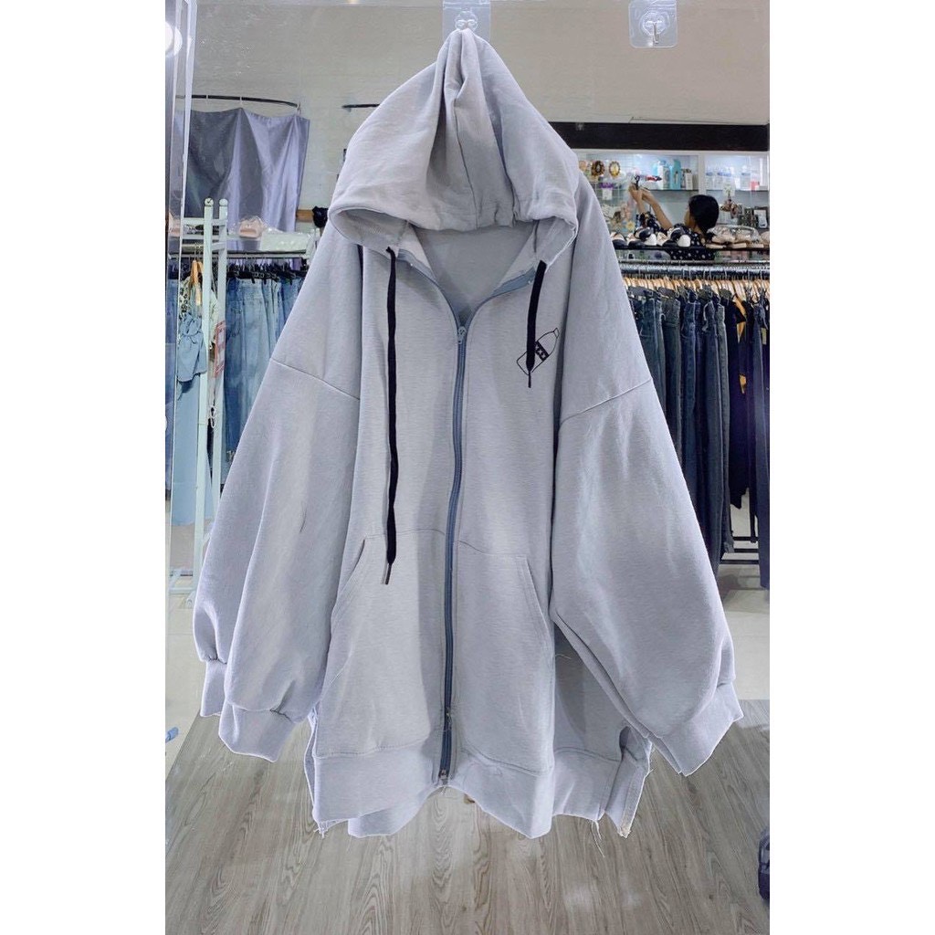 Áo Hoodie KD Rộng Nữ ♥ Áo khoác nỉ xẻ tà bigsize họa tiết CHAI BIA 2021