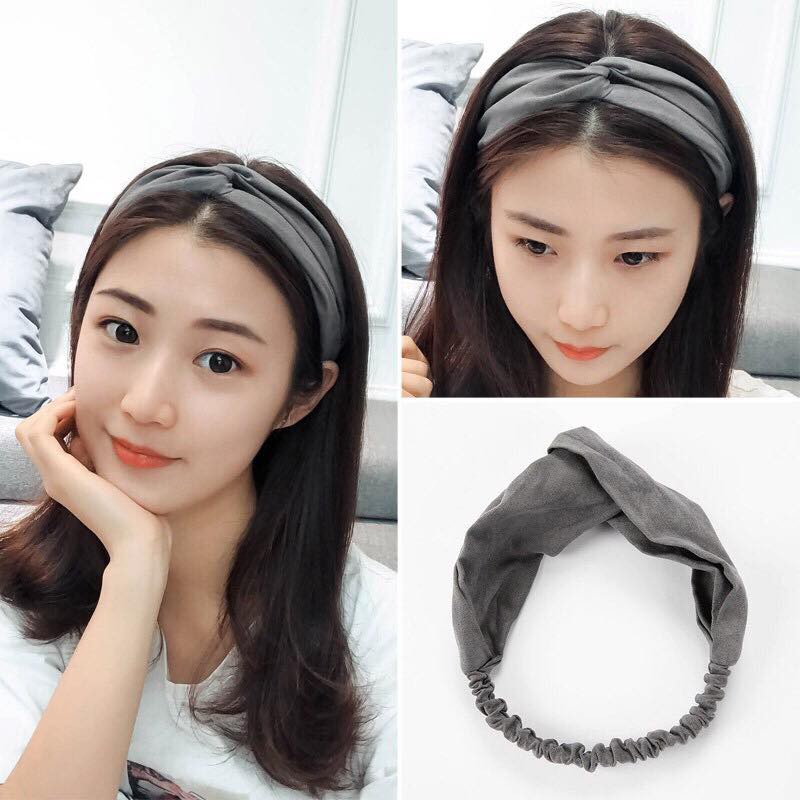 Phụ kiện tóc băng đô turban nữ trơn chất liệu nhung dạ thời trang Hàn Quốc dễ thương