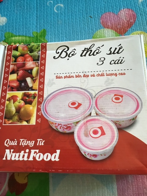 Bộ 3 thố sứ có nắp - quà từ Nutifood