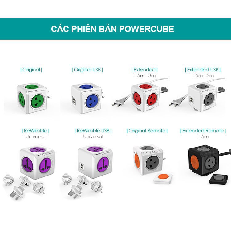 [BẢO HÀNH 2 NĂM] Ổ CẮM ĐIỆN ALLOCACOC POWERCUBE EXTENDED 2 SẠC USB DÂY CÁP 3M