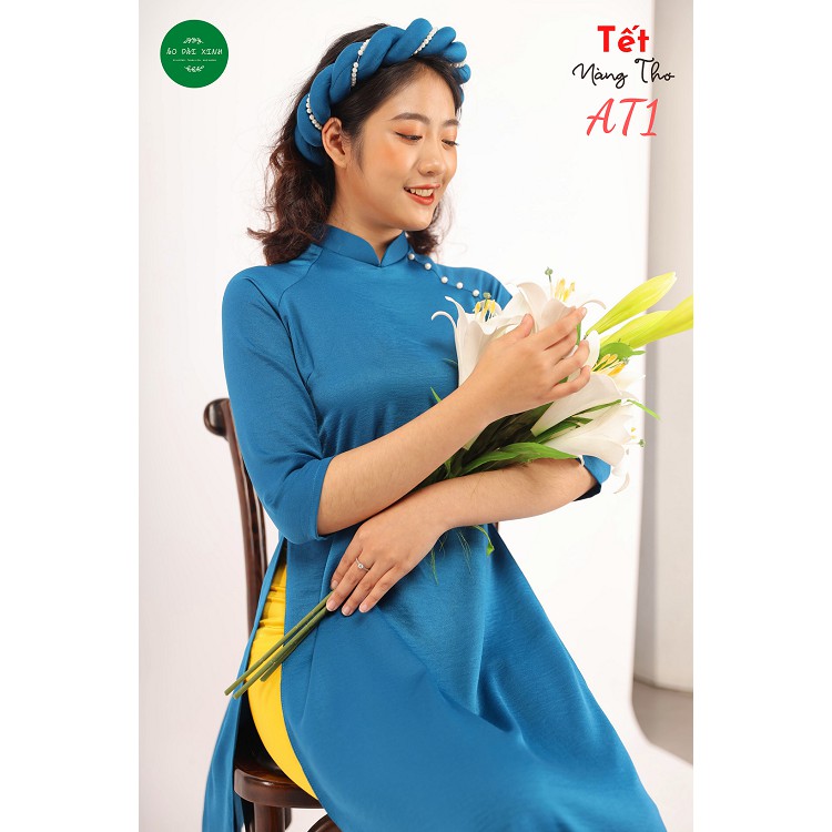 [Mã AT1] Áo Dài Lụa Tây Thi Xanh