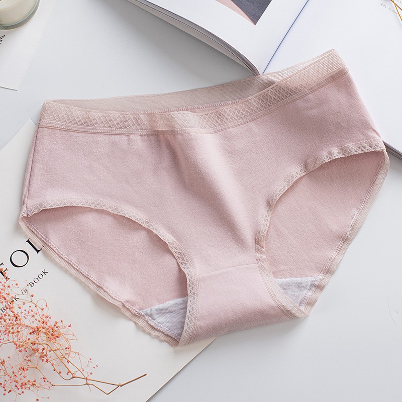 Quần lót 100% cotton kháng khuẩn lưng vừa thoáng khí in họa tiết dễ thương phong cách Nhật Bản cho nữ