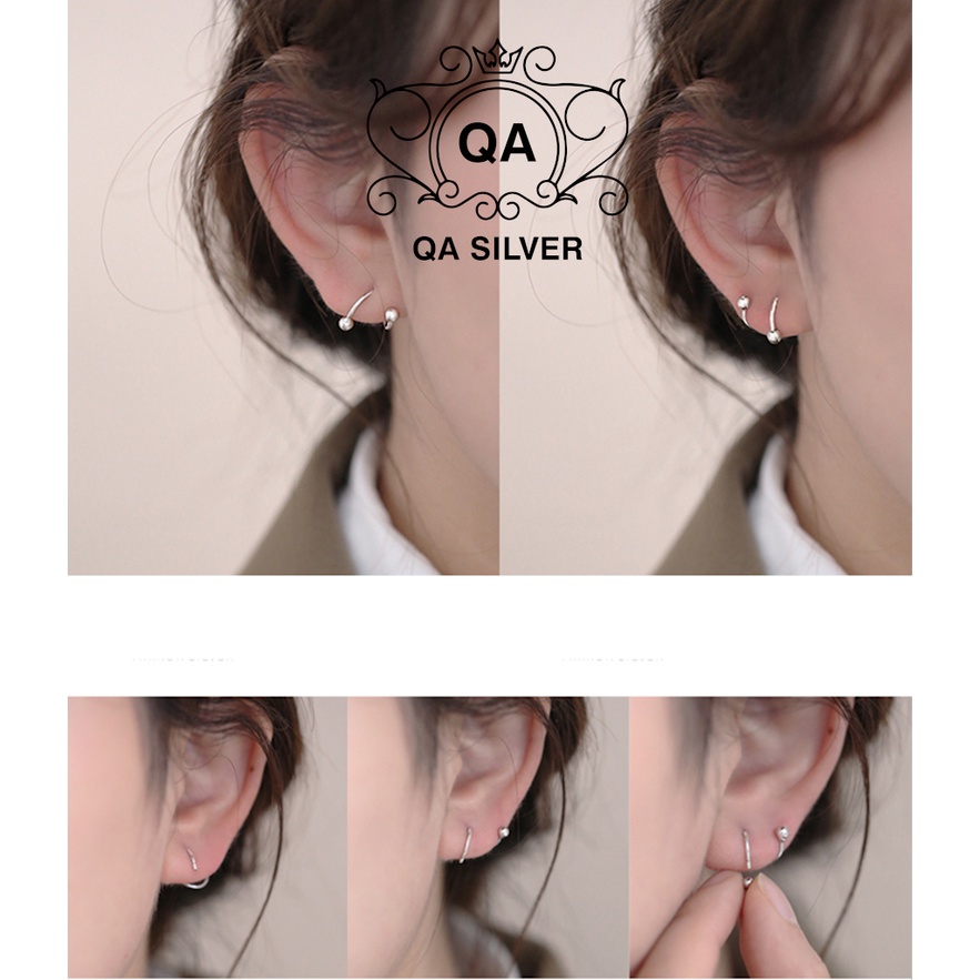 Khuyên tai bạc 925 xoắn tròn chốt bi vặn bông kẹp vành nam nữ S925 HELIX Silver Earrings QA SILVER EA200406