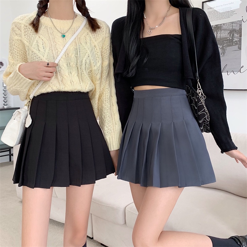 Chân Váy Lưng Cao Xếp Ly Màu Sắc Thanh Lịch Phong Cách Hàn Quốc Cho Nữ