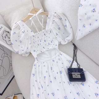 ĐẦM MIDI HOA CỔ VUÔNG HOT