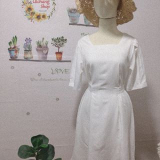 Đầm trắng xòe cổ U _[kèm ảnh thật]
