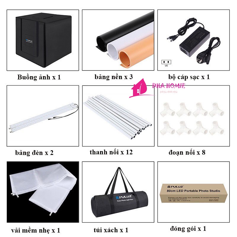 HỘP CHỤP ẢNH SẢN PHẨM PULUZ - BOX CHỤP HÌNH SẢN PHẨM VẢI NYLON KHUNG THÉP TIỆN LỢI ĐA NĂNG