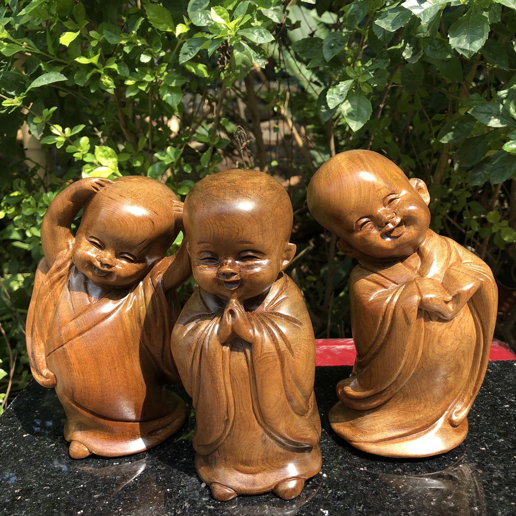 Tượng Gỗ Tam Tiểu 3 Không Tiểu Tượng Tam Không Cao 16 Cm