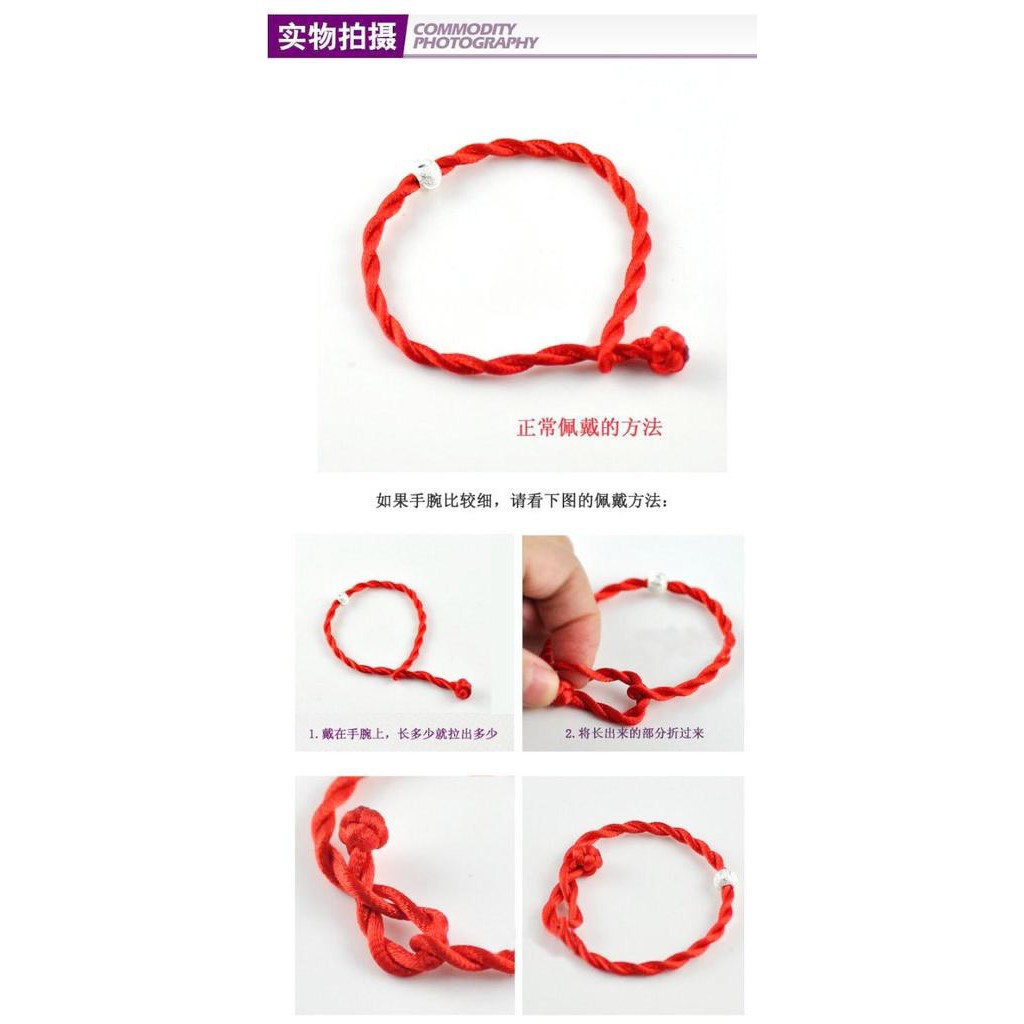 Vòng tay chỉ đỏ đính bi bạc siêu xinh | BigBuy360 - bigbuy360.vn