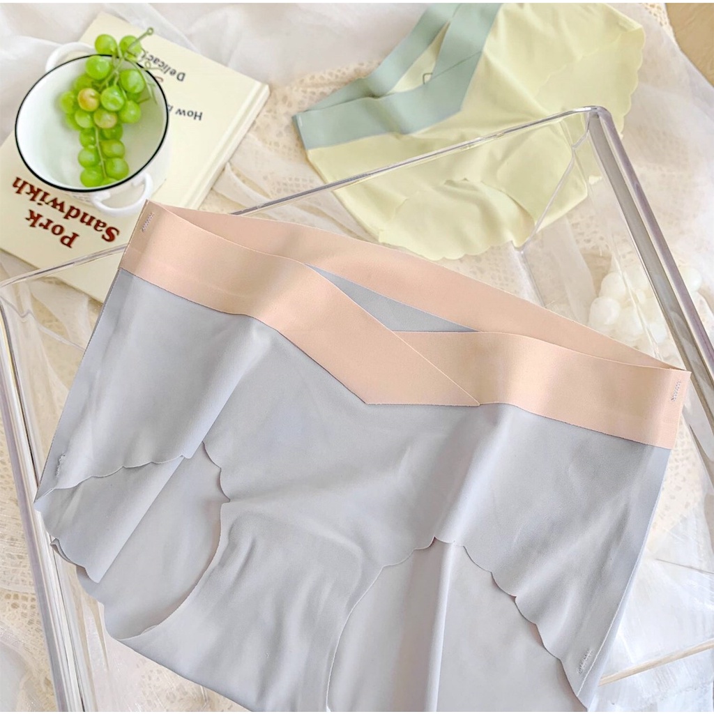 SET 4 QUẦN LÓT BẦU VÀ SAU SINH CẠP CHÉP VIỀN SÓNG KHÔNG ĐƯỜNG MAY CHẤT LỤA BĂNG KHÁNG KHUẨN CHO MẸ BẦU MANG THAI