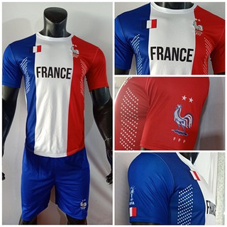 Bộ Quần Áo Đá Bóng Đội Tuyển Pháp 3 Màu Logo Thêu [TM]