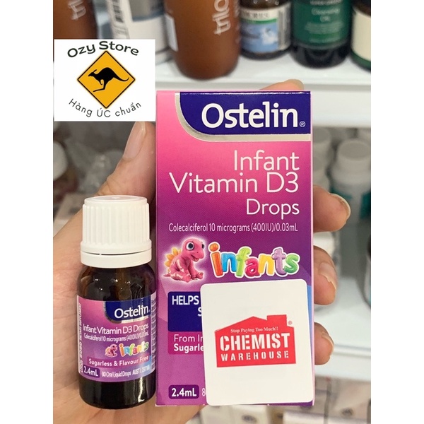 Vitamin D3 dạng nhỏ giọt dành cho bé từ sơ sinh Ostelin Infant Vitamin D3 drops 2.4ml