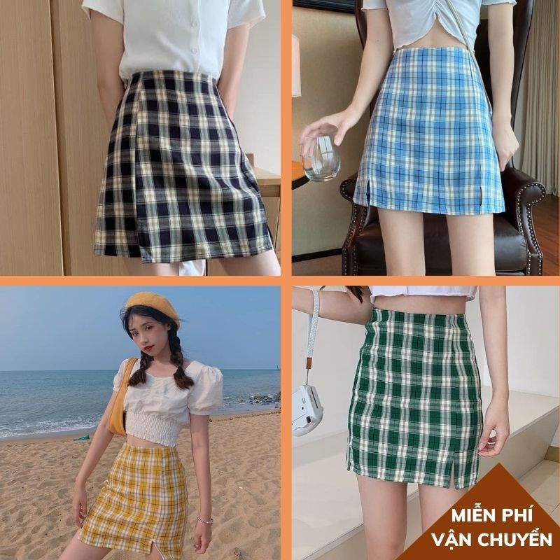 CHÂN VÁY CARO NỮ 🍀DÁNG CHỮ A ULZZANG ,VỀ NHIỀU MÀU ,đầm công sở , váy ngắn thời trang 1989