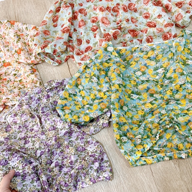 [ Mã WASTAPR giảm 10K đơn 50K] ÁO VOAN HOA CROPTOP ( màu thật trải sàn) | BigBuy360 - bigbuy360.vn