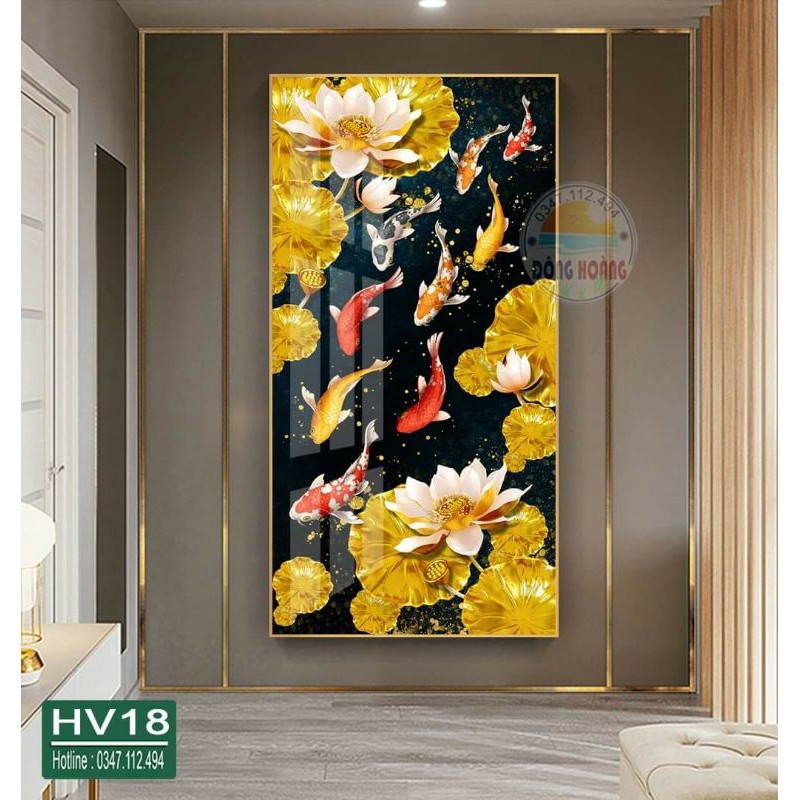 Tranh Tráng Gương 5D "Cửu Ngư Quần Hội, Cửu Ngư Hoa Sen, Cửu Ngư Vượt Vũ Môn''- bóng đẹp,sắc nét, sang trọng, tinh tế