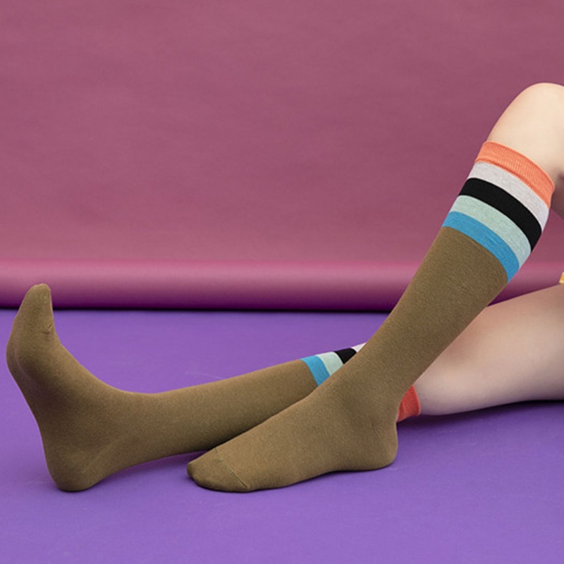 Youyo Vớ Thể Thao Dài Đến Đầu Gối Thoải Mái Thoáng Khí Free Size Kẻ Sọc Cho Nữ