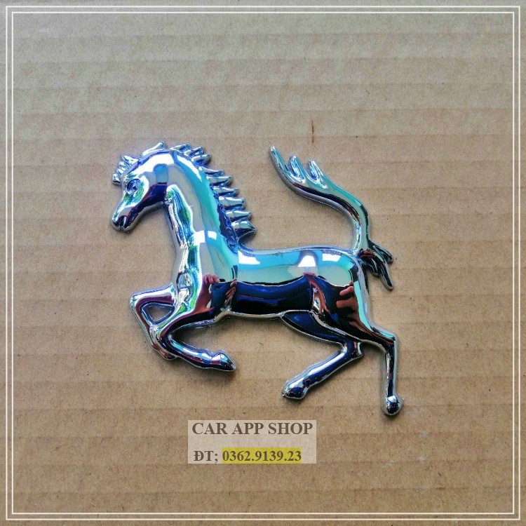 Logo dán nổi hình con ngựa phóng khoáng mạnh mẽ hợp kim không rỉ gắn ô tô