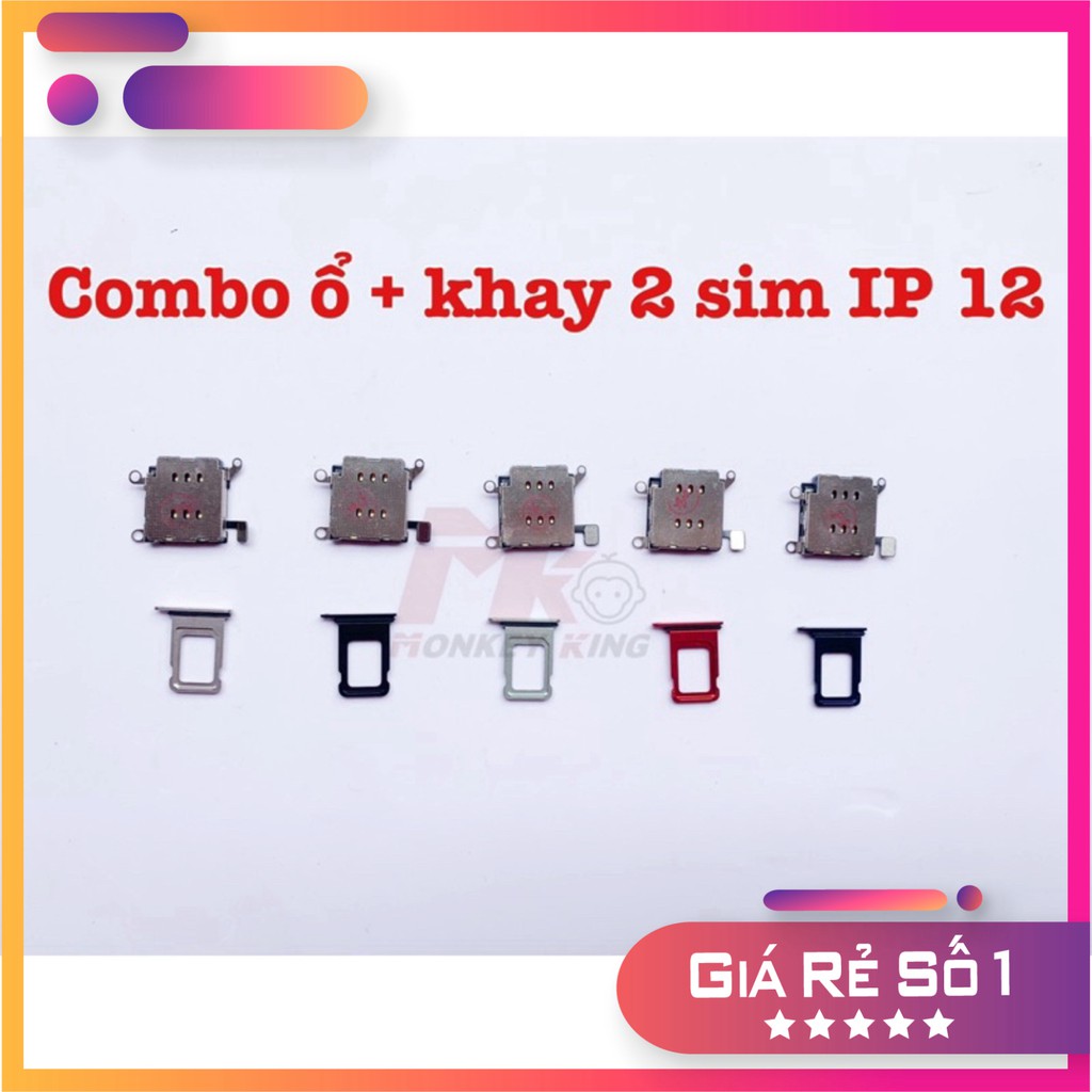 Combo độ 2 sim vật lý cho Iphone 12/ 12pro/ 12promax ( Ổ+ Khay 2 sim)