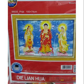 Tranh thêu chữ thập Tam thế phật 88935