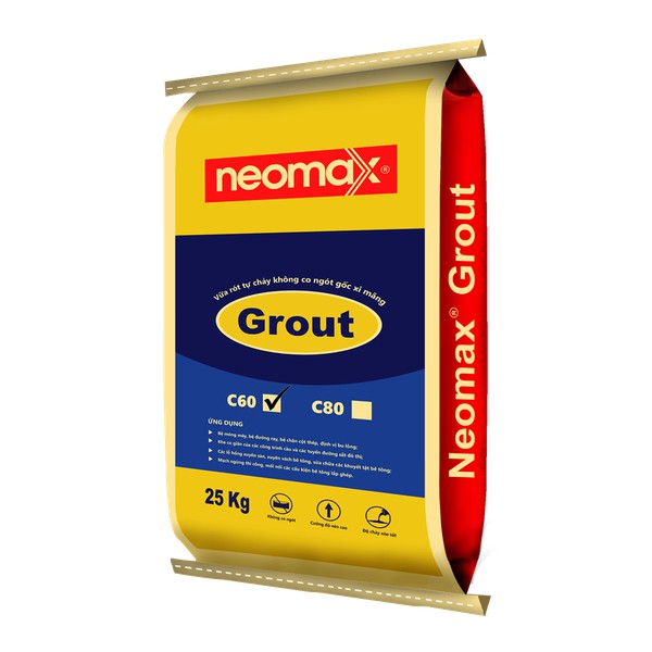 Neomax® Grout C60 25kg/bao là loại vữa rót trộn sẵn gốc xi măng