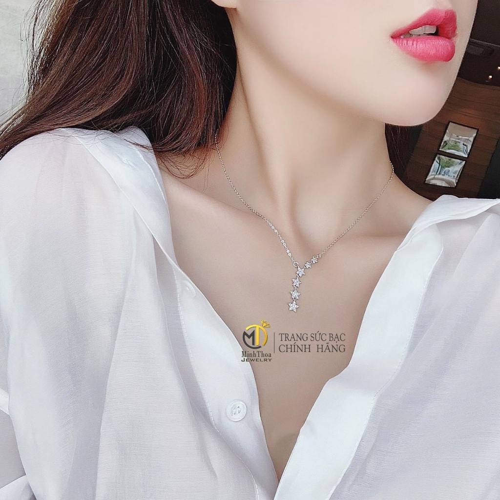 Dây chuyền nữ bạc đẹp,vòng cổ dáng dài hình sao nhỏ trang sức bạc Minh Thoa JEWELRY