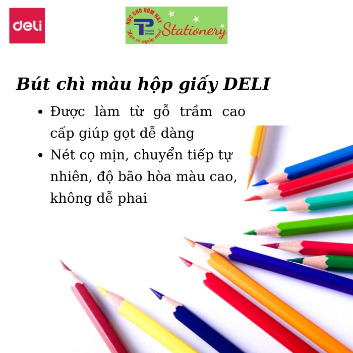 Bút chì màu học sinh Deli - 12 màu/18 màu/24 màu/36 màu - 7016/7017/7018/7019