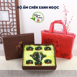 Bộ ấm chén Xanh Ngọc  ⚡CAO CẤP  ⚡ Bộ ấm chén men rạn cao cấp màu xanh Ngọc gồm 1 ấm và 6 chén