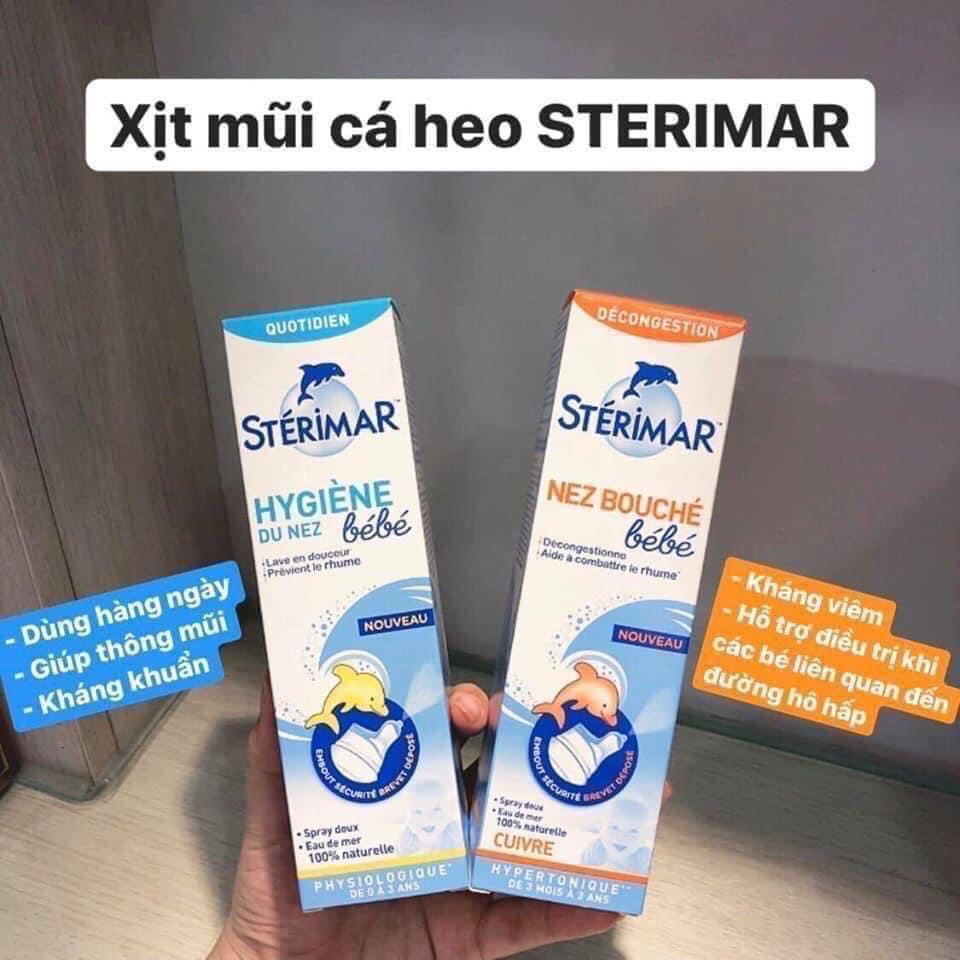 Xịt Mũi Cá Heo Vàng Và Cá Heo Cam Sterimar Nội Địa Pháp Giúp Làm Sạch, Giảm Nghẹt Mũi Sổ Mũi Hàng Chuẩn 100%