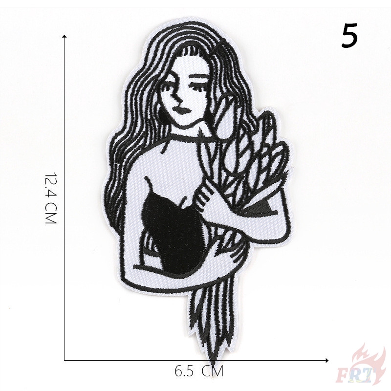 Miếng vá ủi quần áo hình cô gái màu trắng đen nghệ thuật