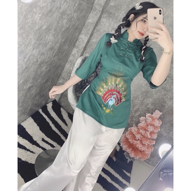 Đồ Lam Đi Chùa # Con Công Lụa