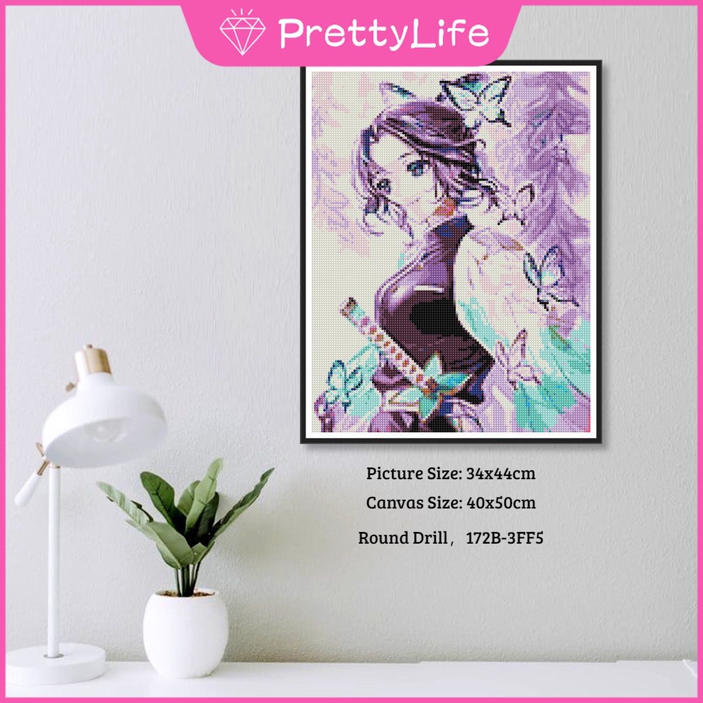 Bộ Tranh Đính Đá 5D Tự Làm Hình Nhân Vật Shinobu Kocho Trang Trí Nhà Cửa 40x50cm