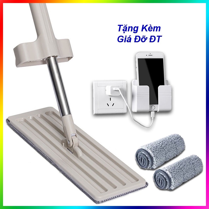 Cây Lau Nhà - Chổi Lau Nhà Tự Vắt  Xoay 360 Độ Tặng Kèm 2 Bông Lau - Đồ Gia Dụng Thông Minh