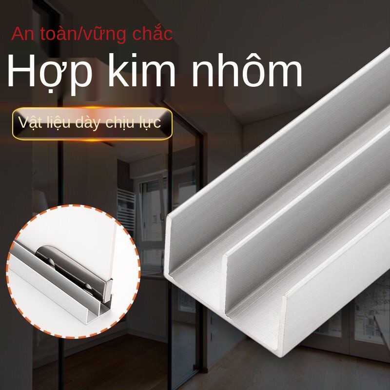 Đường ray cửa trượt bằng kính dày 5mm, rãnh kép hình núi dẫn hướng ròng rọc trưng bày Máng