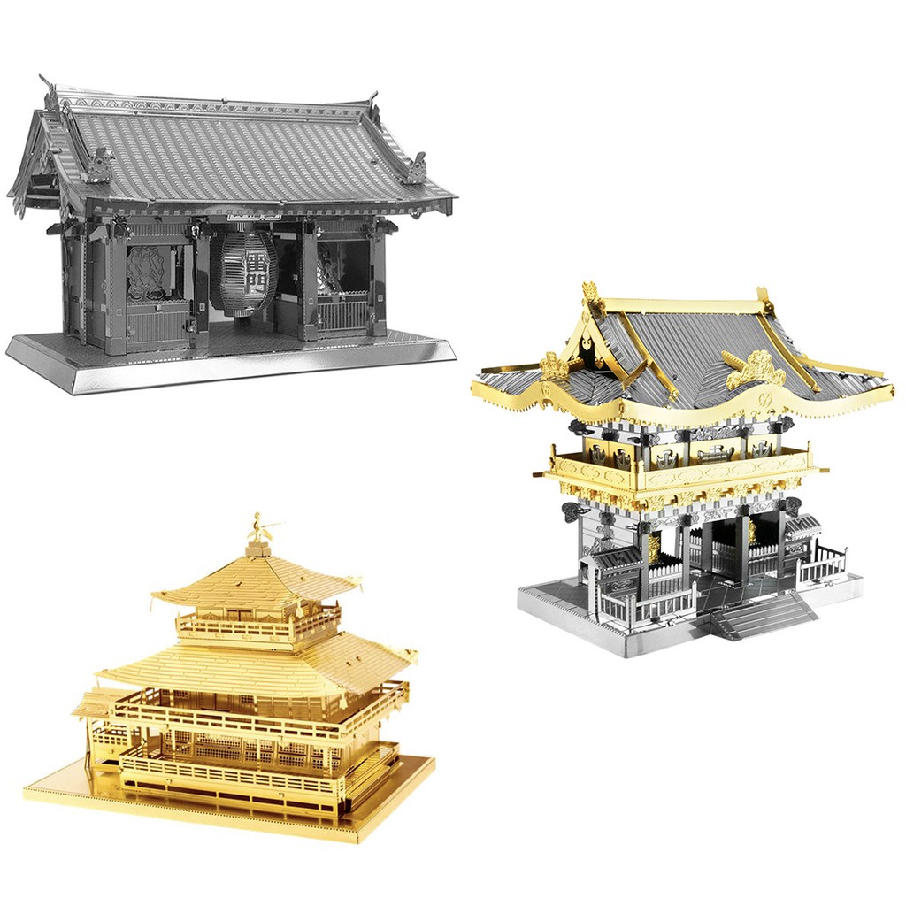 Tự Ráp Mô Hình 3D Thép Kiến Trúc Nhật Bản Chùa Gác Vàng Kinkaku-ji, Cổng Yomeimon, Chùa Asakusa Kannon