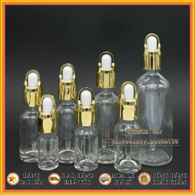 LỌ CHIẾT SERUM TRONG 5ml 10ml 15ml 20ml 30ml 50ml 100ml bóp nhỏ giọt phun sương nắp vặn/CHAI TINH DẦU THỦY TINH MỸ PHẨM