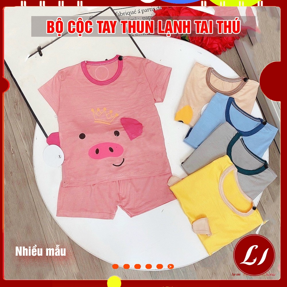 Bộ quần áo cộc tay thun lạnh TAI THÚ cho bé (6-16kg) - QATE653