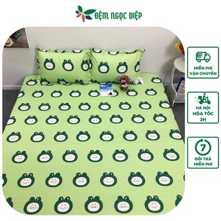 Bộ ga gối poly cotton mẫu ếch xanh