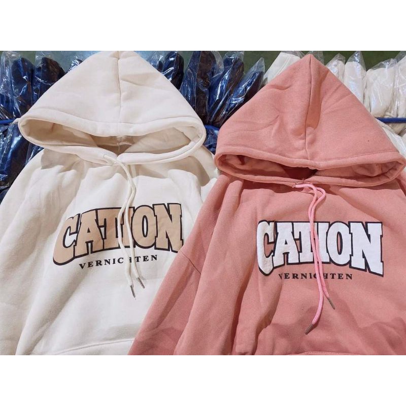 Áo Hoodie Cation Form Thụng Tay Lỡ Mũ 2 Lớp Dày Dặn, Chữ In Nổi Kiểu Dáng Trẻ Trung Năng Động
