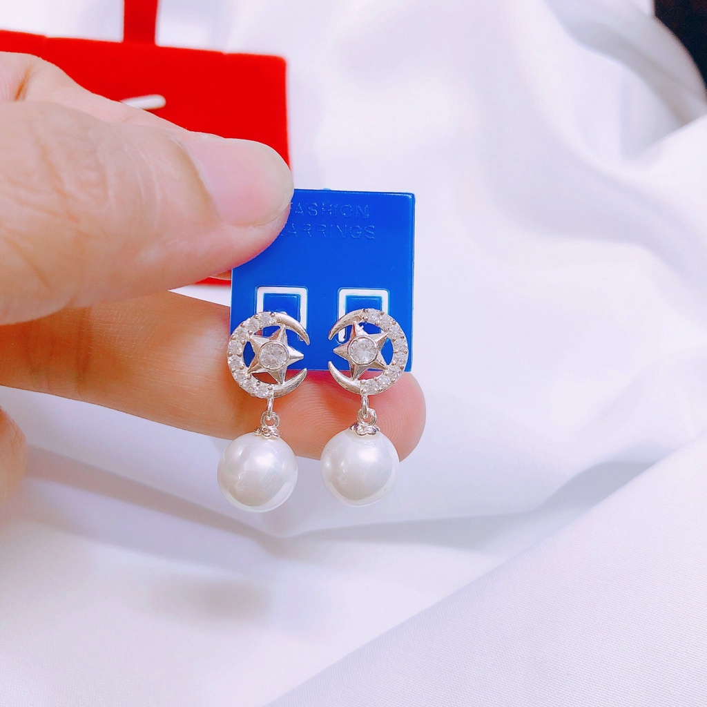 Bông tai ngôi sao bạc ta đính hạt xinh xắn LINH MIU SILVER