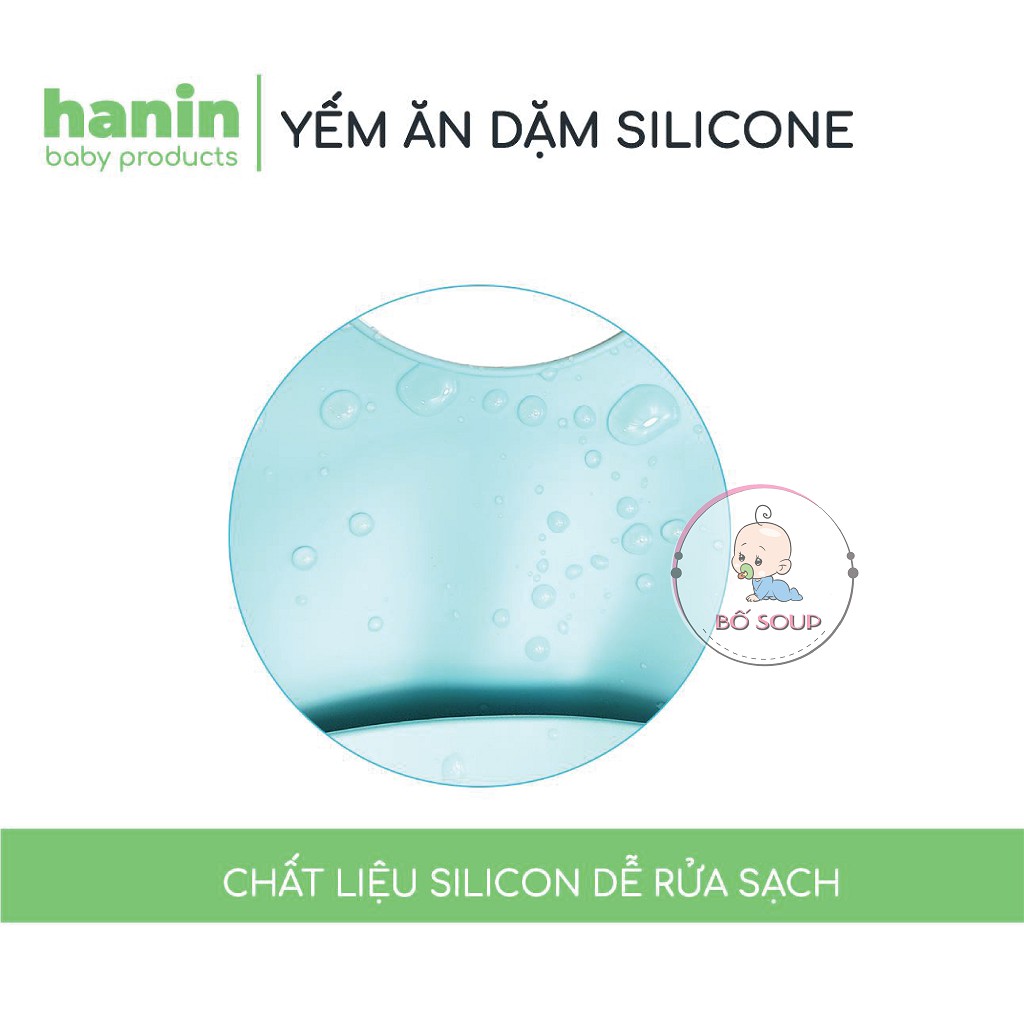 Yếm ăn dặm cho bé chính hãng Hanin chất liệu silicon mềm mại Shop Bố Soup