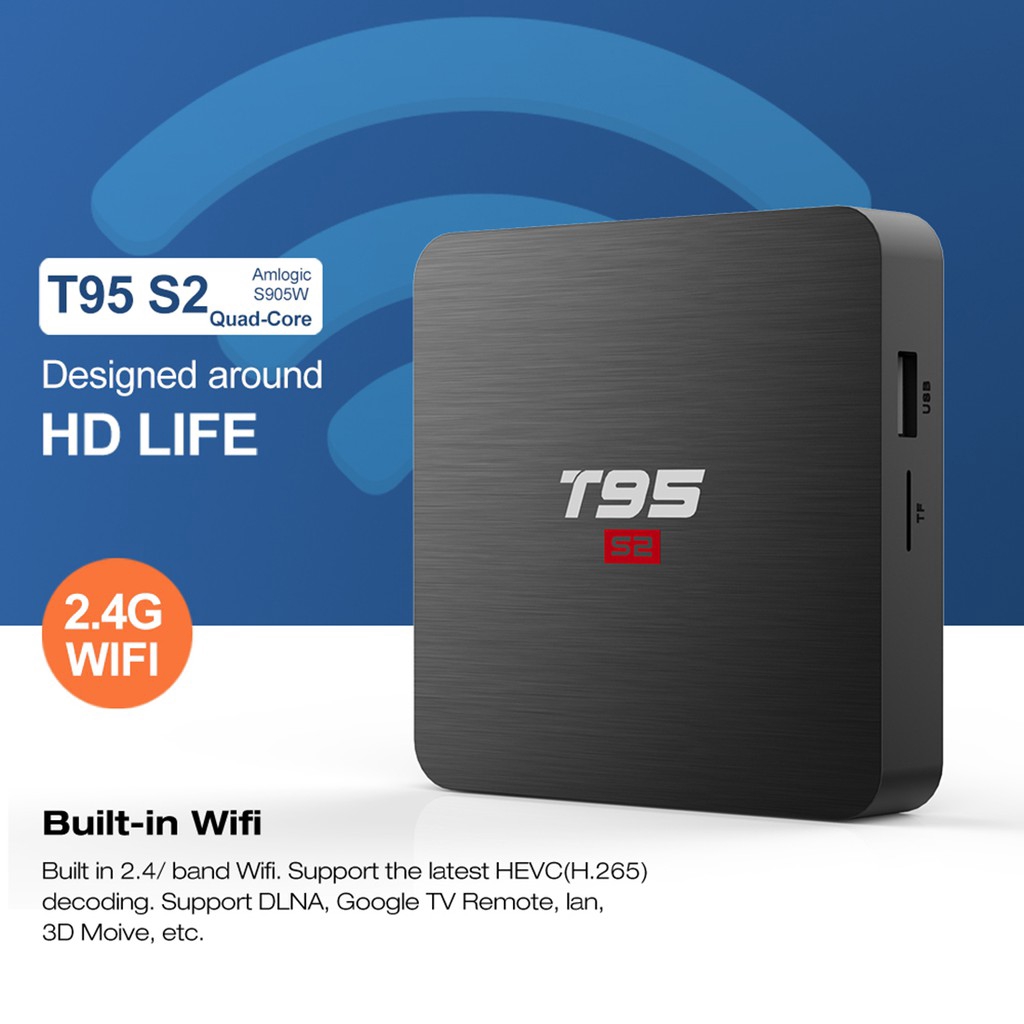 Thiết Bị Chuyển Đổi Tv Thường Thành Tv Thông Minh T95 S2 Android Amlogic S905W 2gb 16gb Hdmi Av Wifi