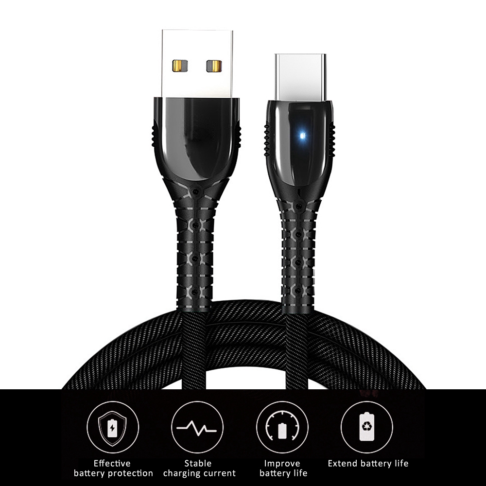 Cáp Sạc Nhanh 5a Cổng Micro Usb Type-C Có Đèn Led Cho Iphone Android