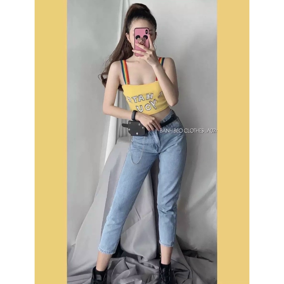 Áo 2 dây bản cầu vòng xinh xắn dáng croptop