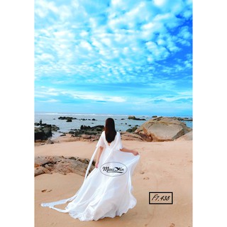 Đầm maxi trắng cánh tiên tà dài đuôi dài đi biển chụp ảnh sống ảo f7.438 maxi yếnuo