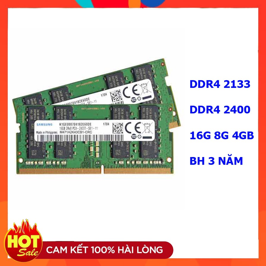 Ram laptop DDR4 16GB 8GB 4GB Bus 2133 / 2400 / 2666 (Nhiều Hãng) Bảo hành 2 năm