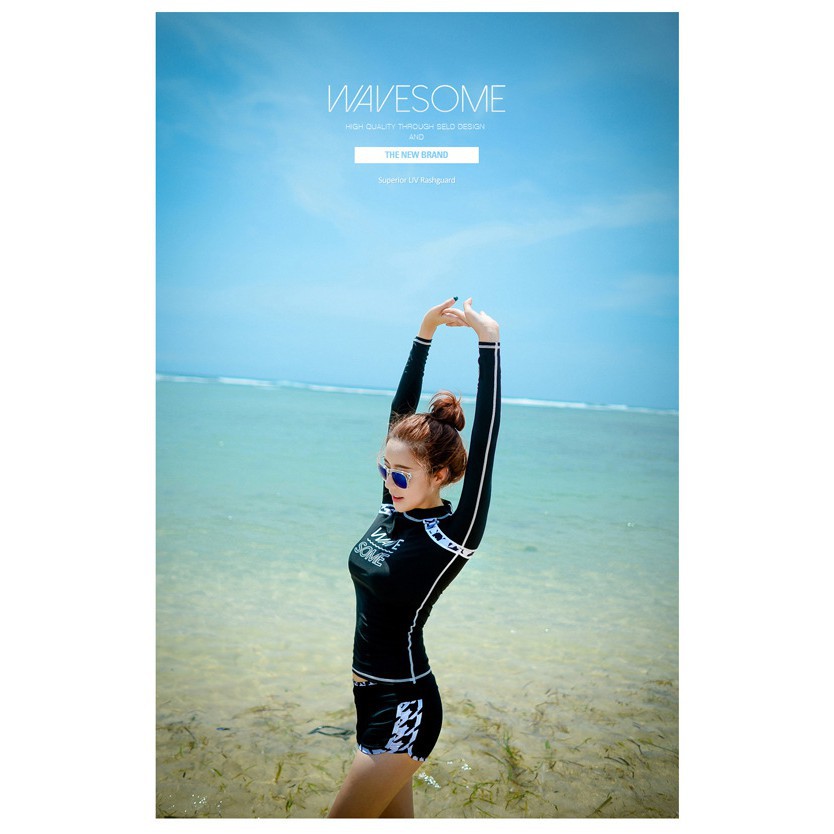 Long sleeved swimwear with shorts for women | BigBuy360 - bigbuy360.vn