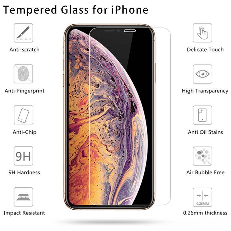 Kính cường lực cho iPhone 12 13 Pro Max 11 XS XR X 6 6S 7 8 Plus SE 2020