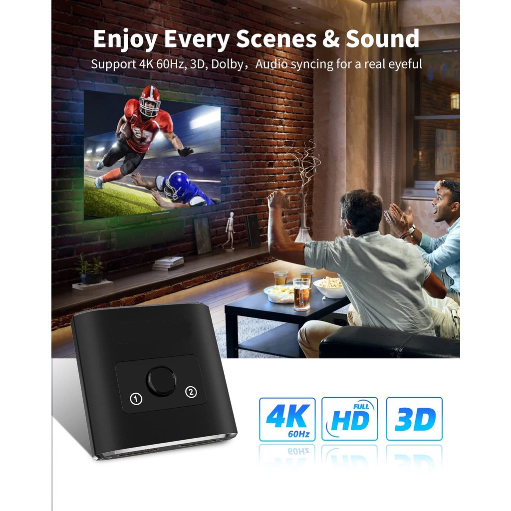Bộ Chia HDMI 4K 60Hz HDMI 2.0 Ra 1 Ra 2 Trong 1 Hỗ Trợ Màn Hình Máy Chiếu 4K 3D HDR Cho PC Xbox PS4 HDTV