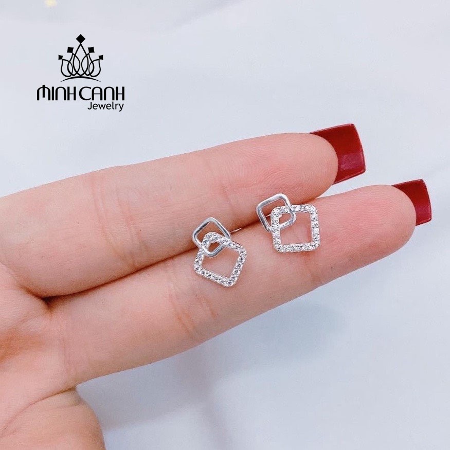 Bông Tai Bạc 2 Hình Thoi Lồng Nhau - Minh Canh Jewelry