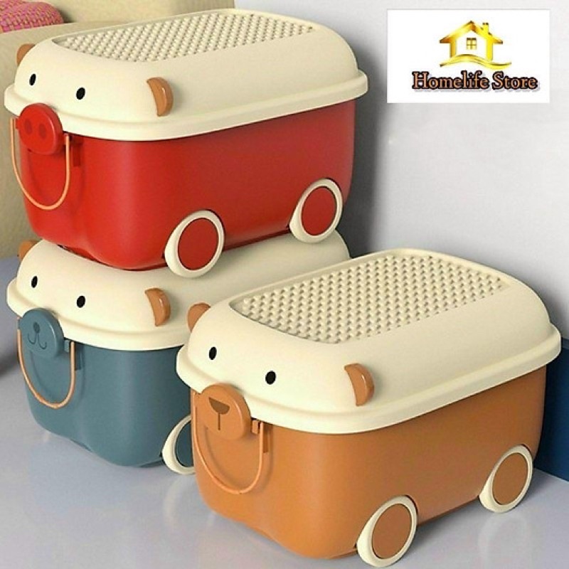 Thùng đựng đồ chơi có bánh xe hình thú size 31*46cm